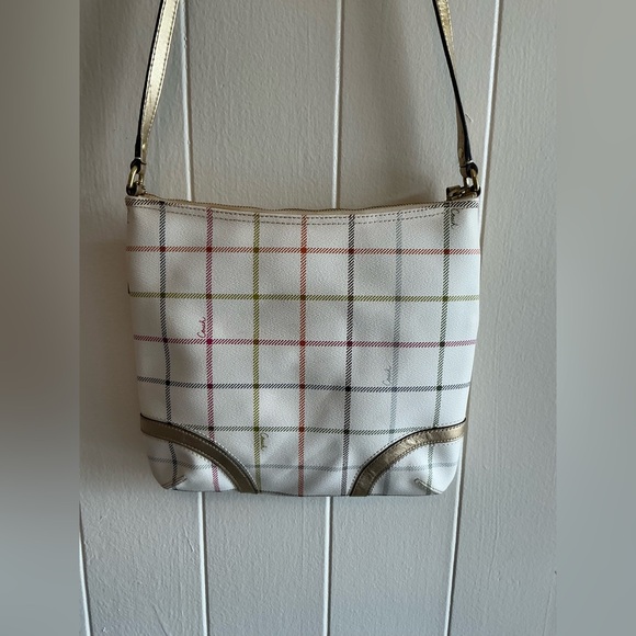 A Rare Vintage Cream Coated Leather Coach Crossbody Handbag Bag - Picture 5 of 7